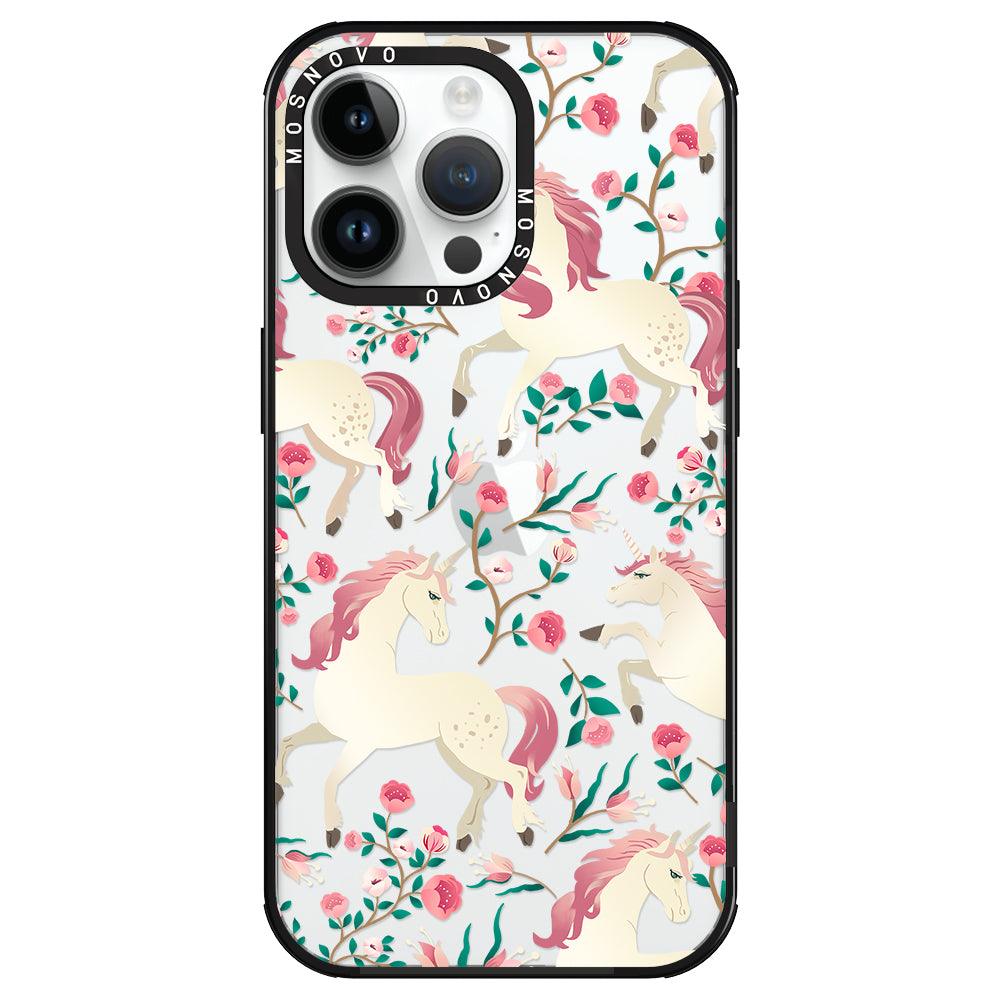 Unicorn with Floral Phone Case - iPhone 14 Pro Max Case - MOSNOVO