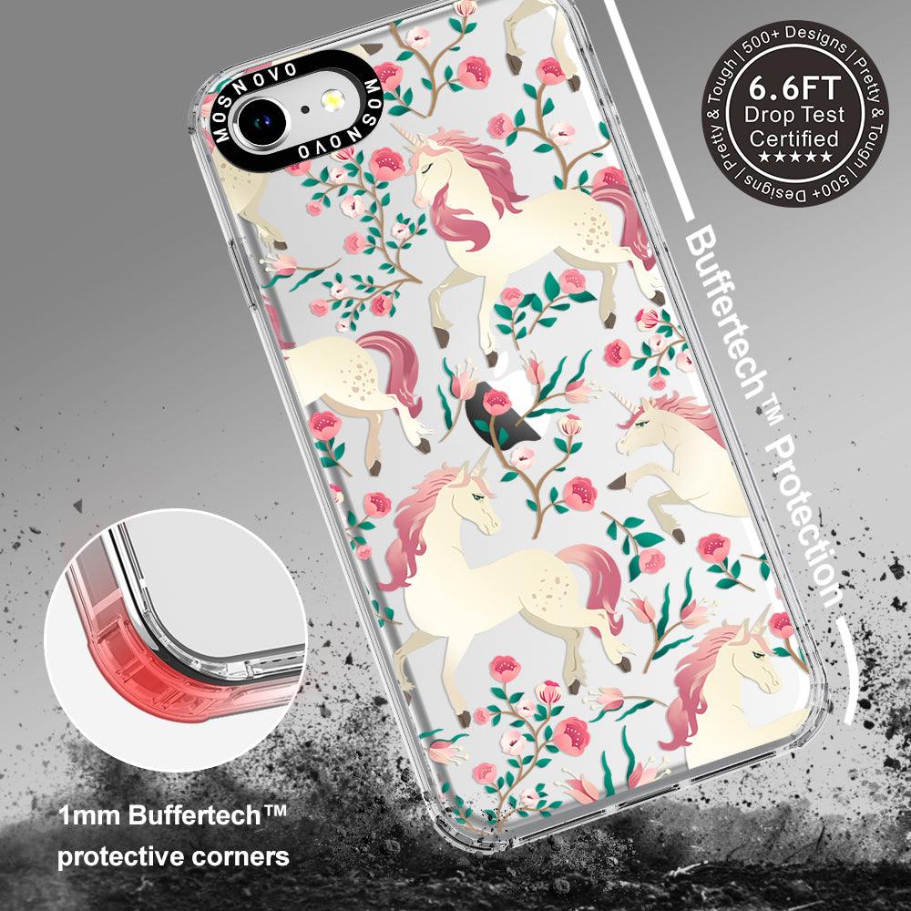 Unicorn with Floral Phone Case - iPhone 8 Case - MOSNOVO