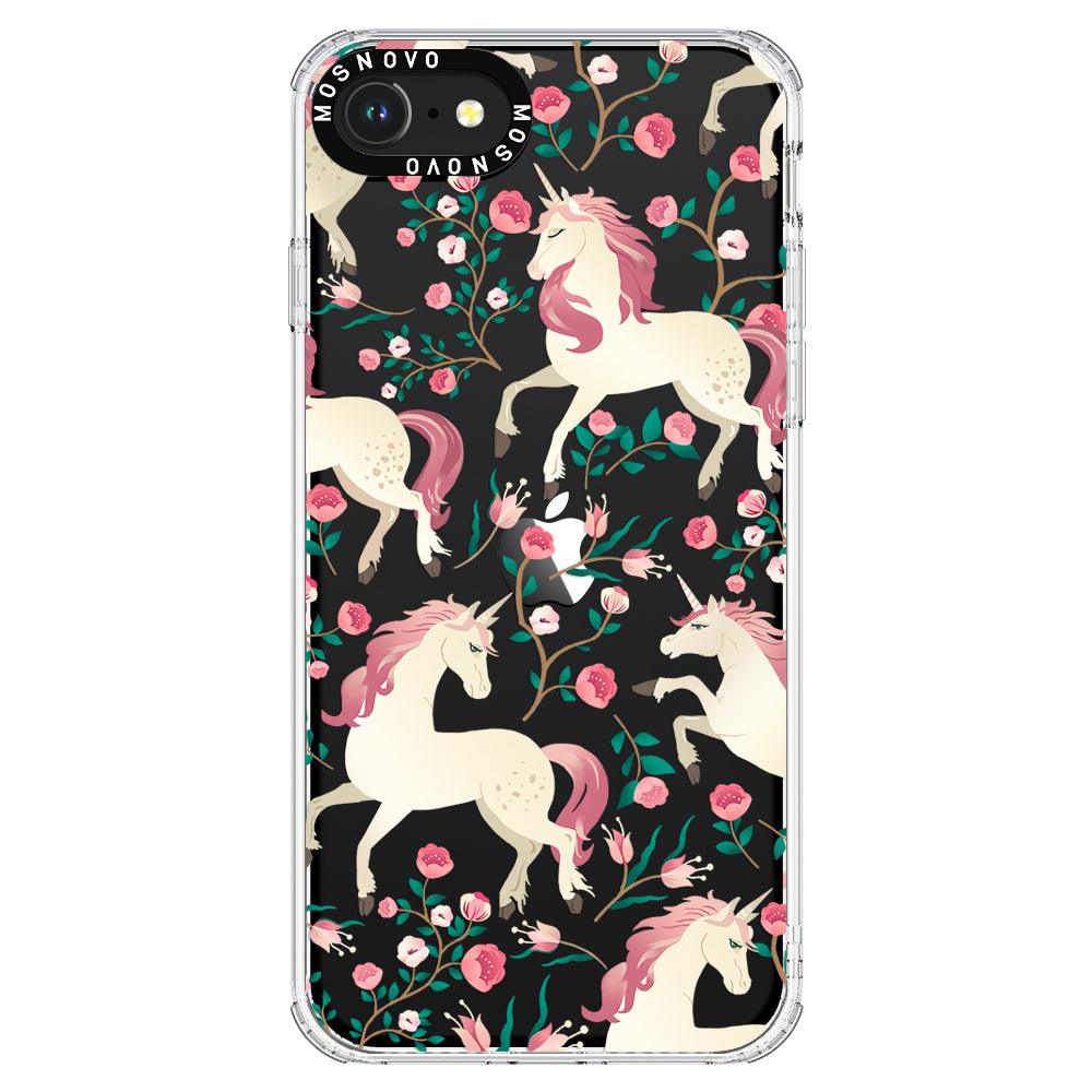 Unicorn with Floral Phone Case - iPhone SE 2020 Case - MOSNOVO