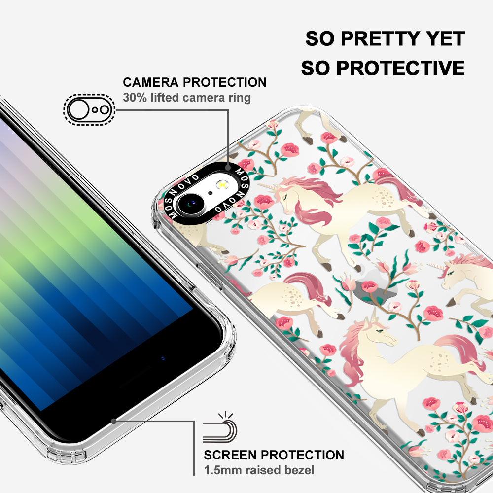 Unicorn with Floral Phone Case - iPhone SE 2020 Case - MOSNOVO