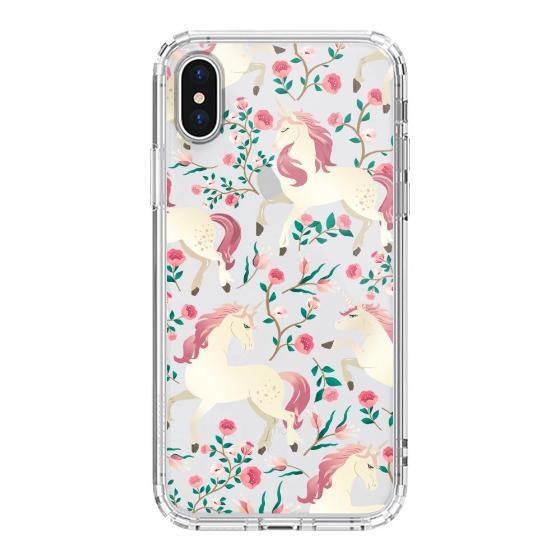 Unicorn with Floral Phone Case - iPhone X Case - MOSNOVO
