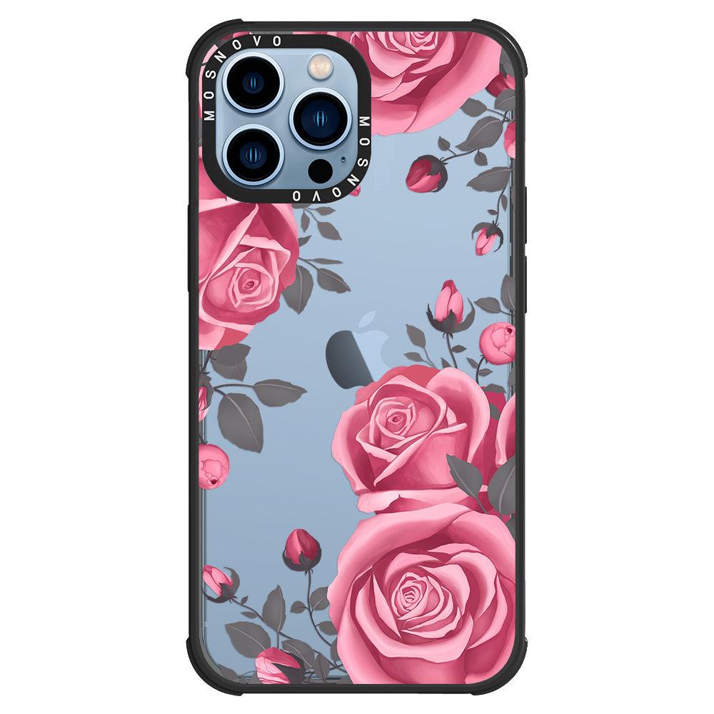 Viva Magenta Flower Phone Case - iPhone 13 Pro Max Case Black