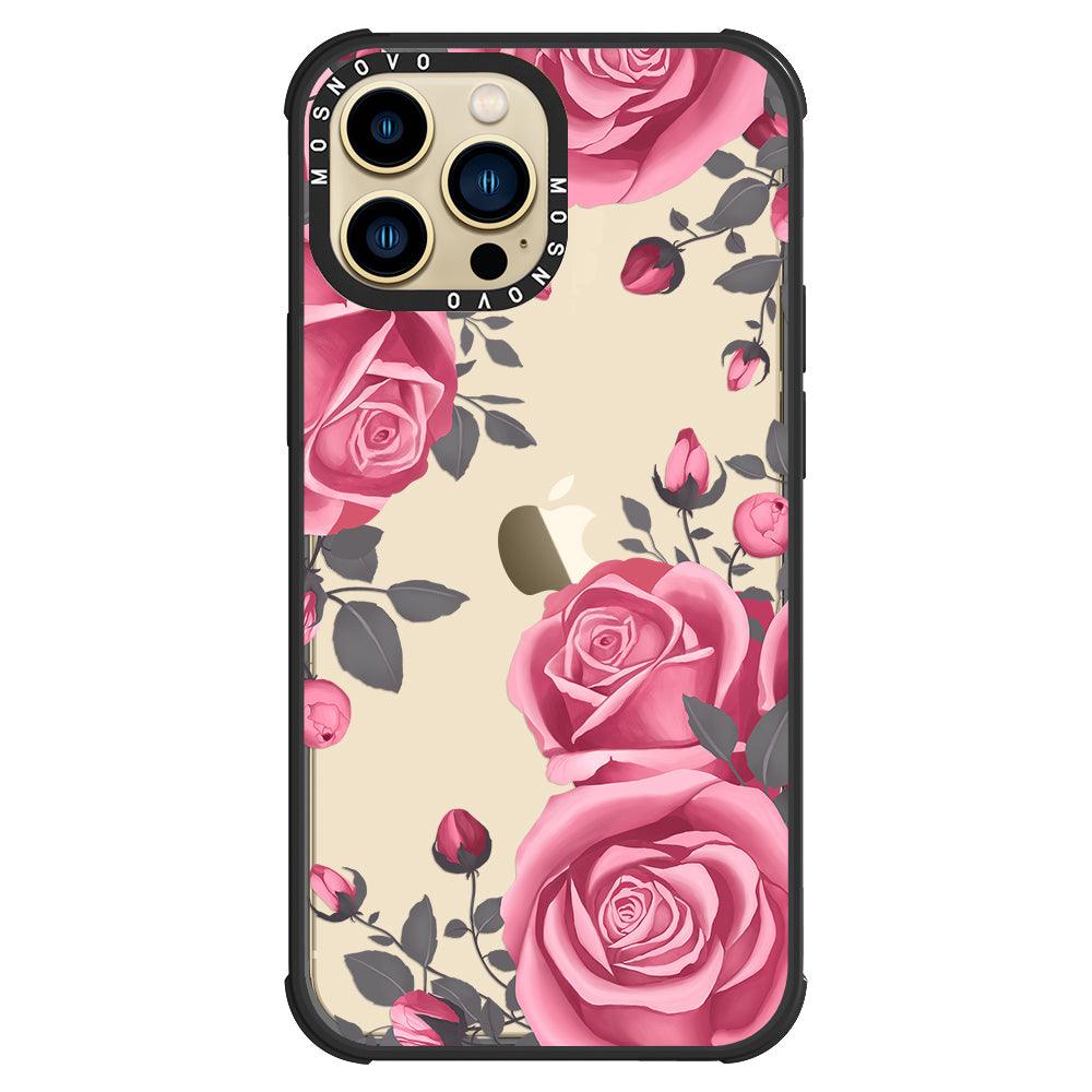 Viva Magenta Flower Phone Case - iPhone 13 Pro Max Case Black