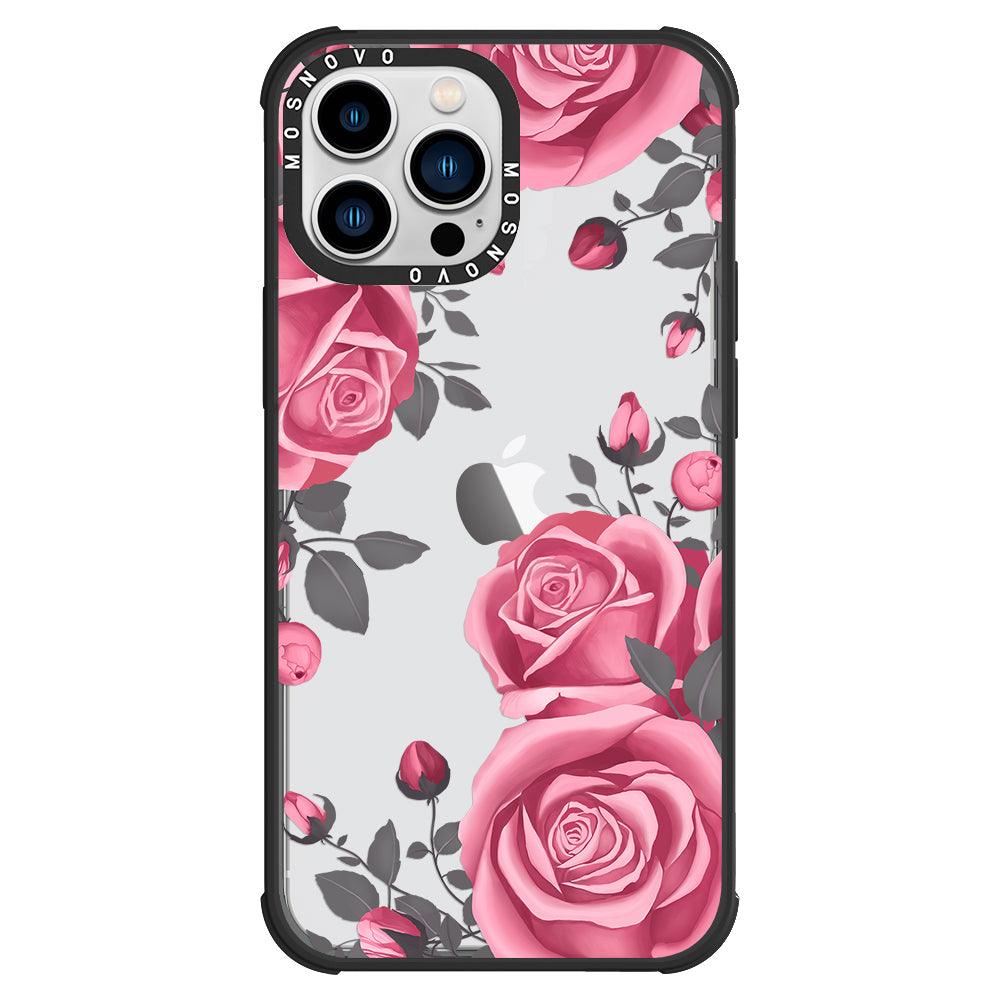 Viva Magenta Flower Phone Case - iPhone 13 Pro Max Case Black