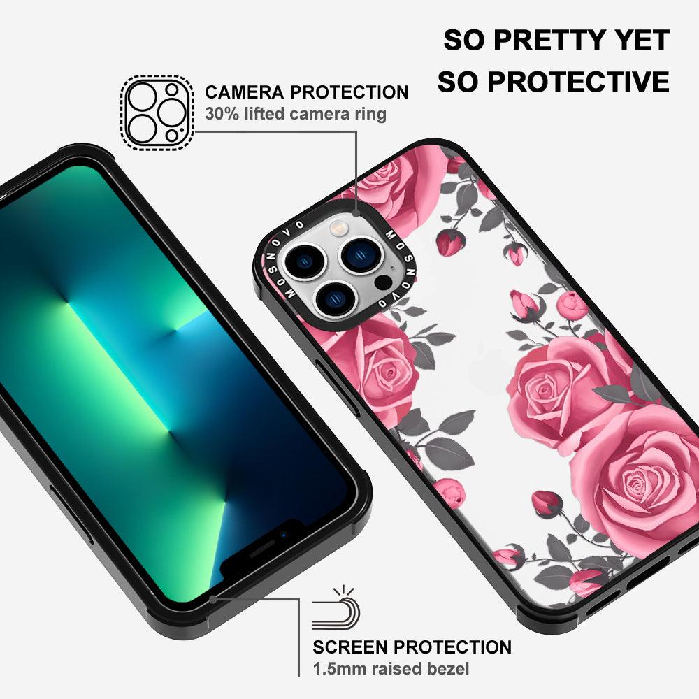 Viva Magenta Flower Phone Case - iPhone 13 Pro Max Case Black