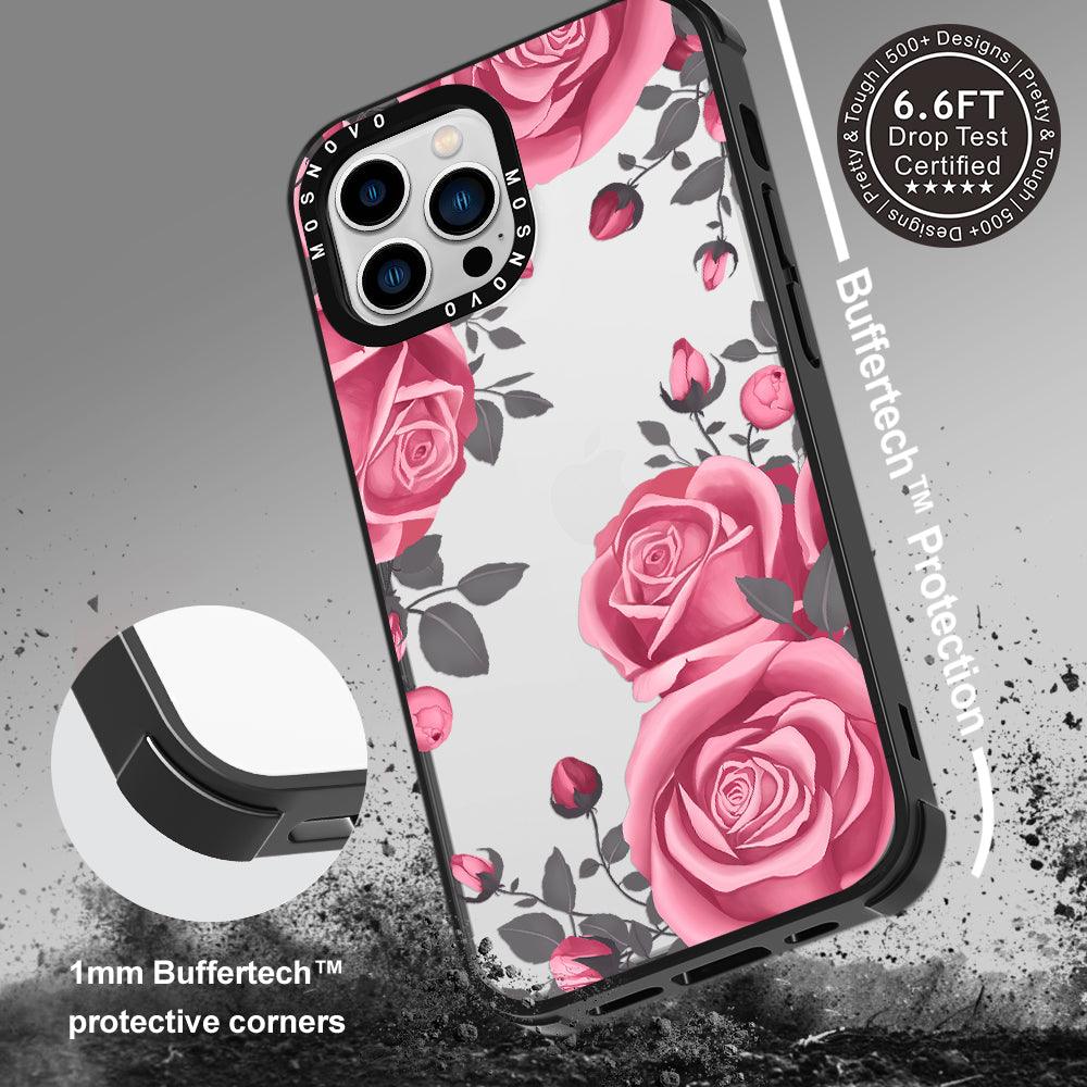 Viva Magenta Flower Phone Case - iPhone 13 Pro Max Case Black