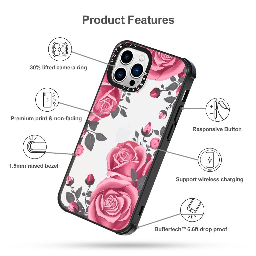 Viva Magenta Flower Phone Case - iPhone 13 Pro Max Case Black