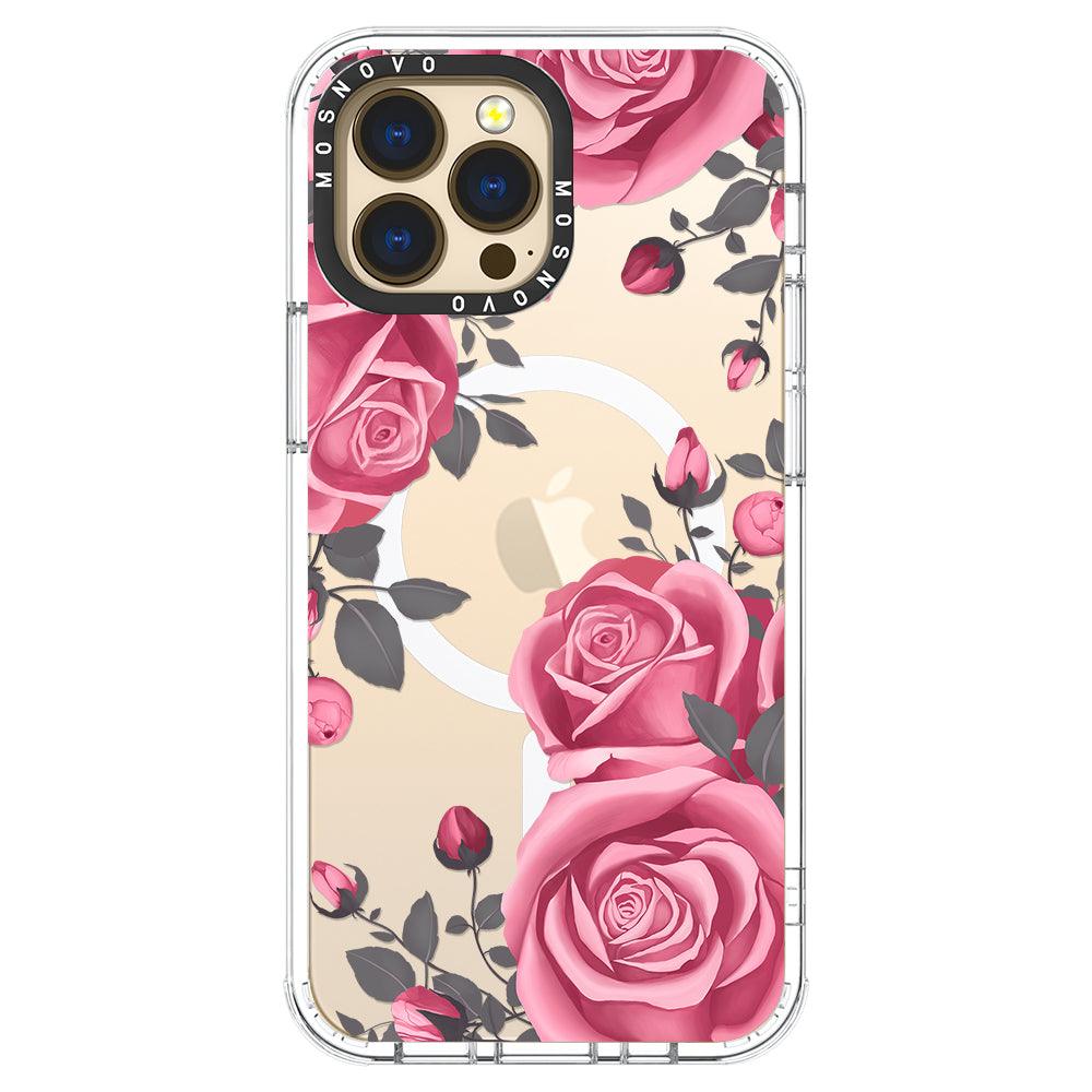 Viva Magenta Flower Phone Case - iPhone 13 Pro Max Case Clear With Magsafe