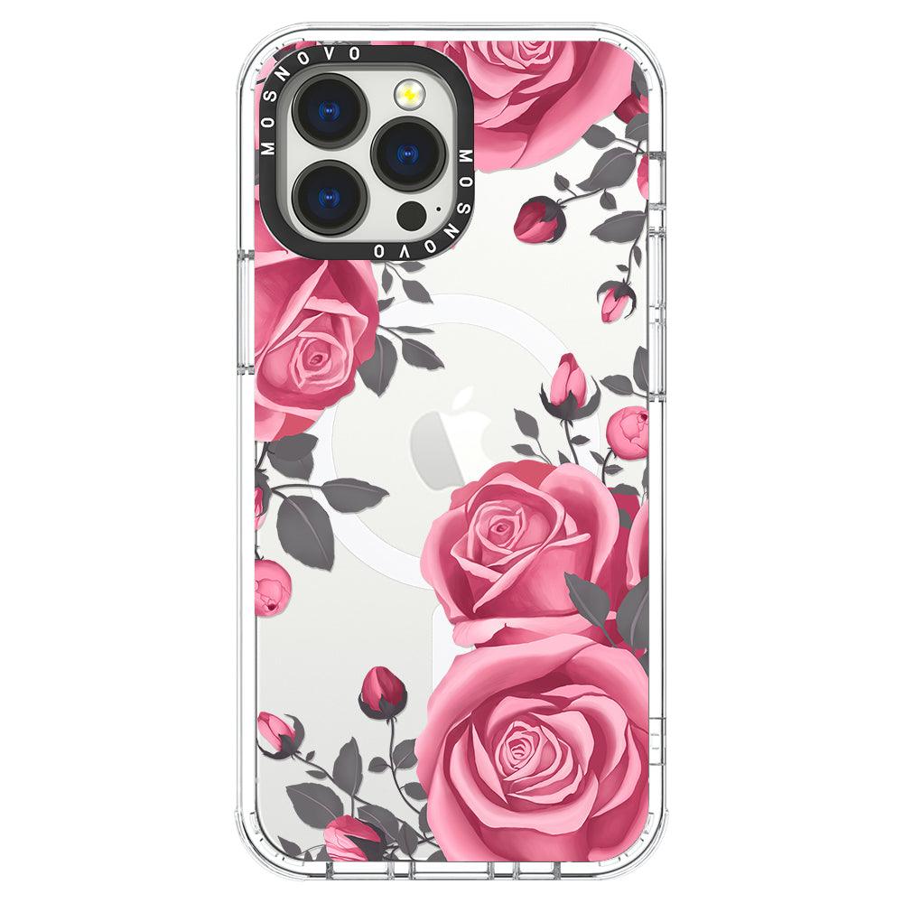 Viva Magenta Flower Phone Case - iPhone 13 Pro Max Case Clear With Magsafe