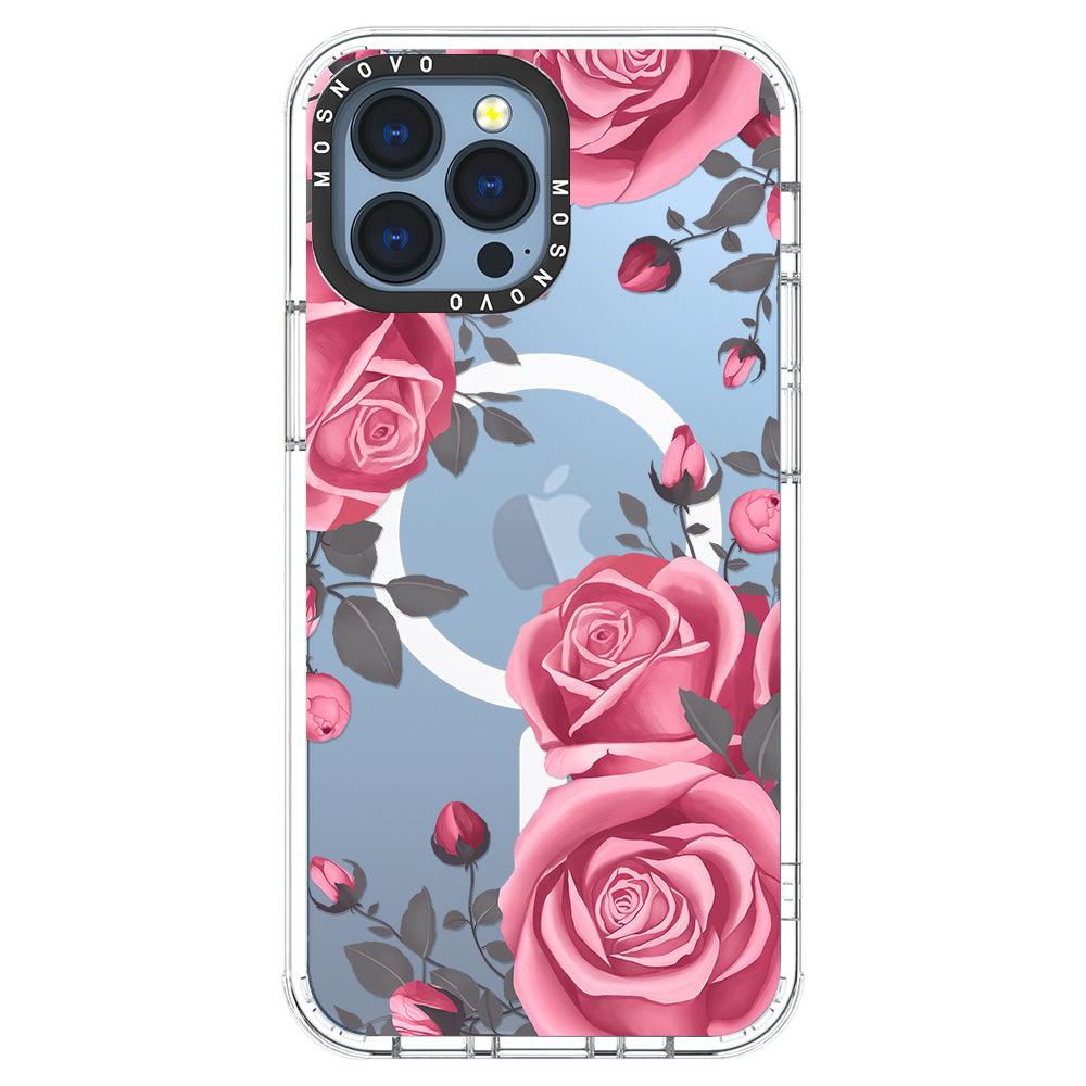 Viva Magenta Flower Phone Case - iPhone 13 Pro Max Case Clear With Magsafe