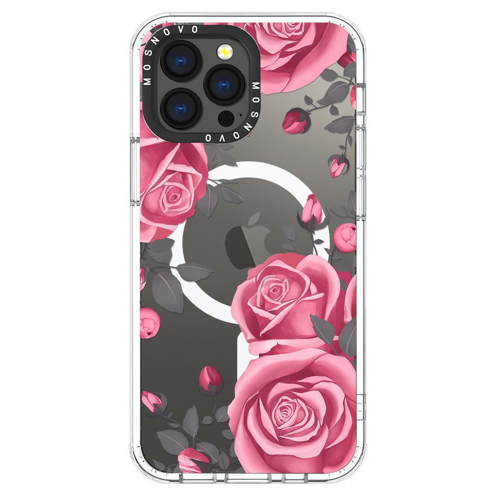 Viva Magenta Flower Phone Case - iPhone 13 Pro Max Case Clear With Magsafe
