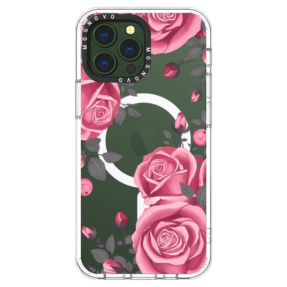Viva Magenta Flower Phone Case - iPhone 13 Pro Max Case Clear With Magsafe