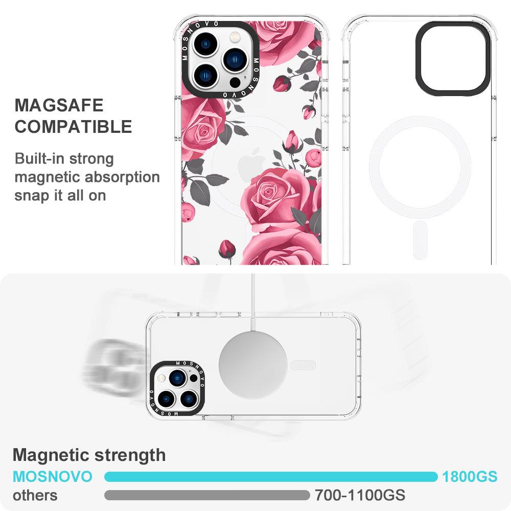 Viva Magenta Flower Phone Case - iPhone 13 Pro Max Case Clear With Magsafe