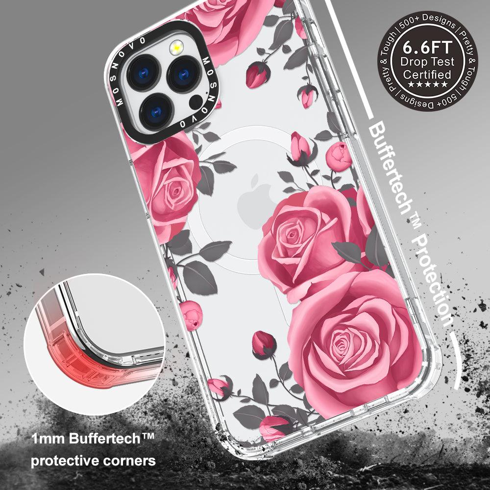 Viva Magenta Flower Phone Case - iPhone 13 Pro Max Case Clear With Magsafe