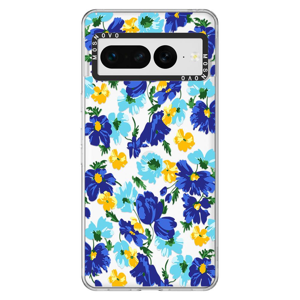 Vintage Blue Floral Phone Case - Google Pixel 7 Pro Case - MOSNOVO