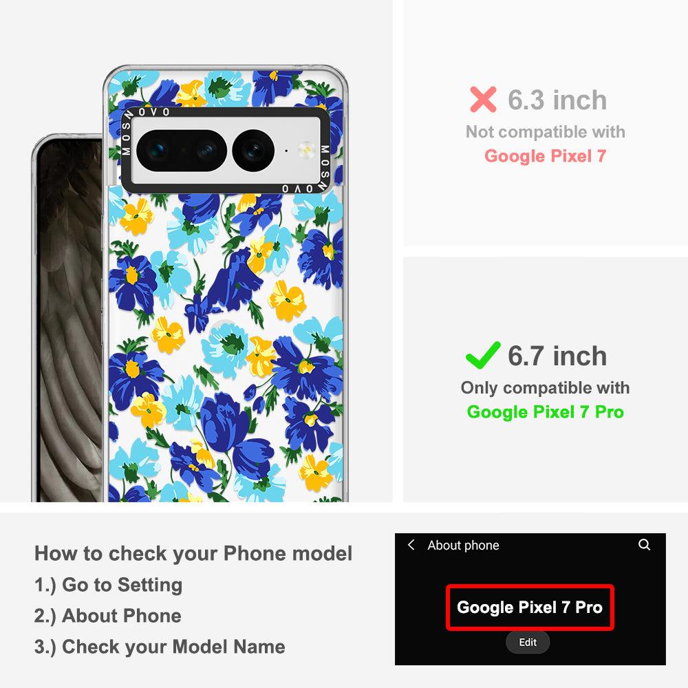 Vintage Blue Floral Phone Case - Google Pixel 7 Pro Case - MOSNOVO