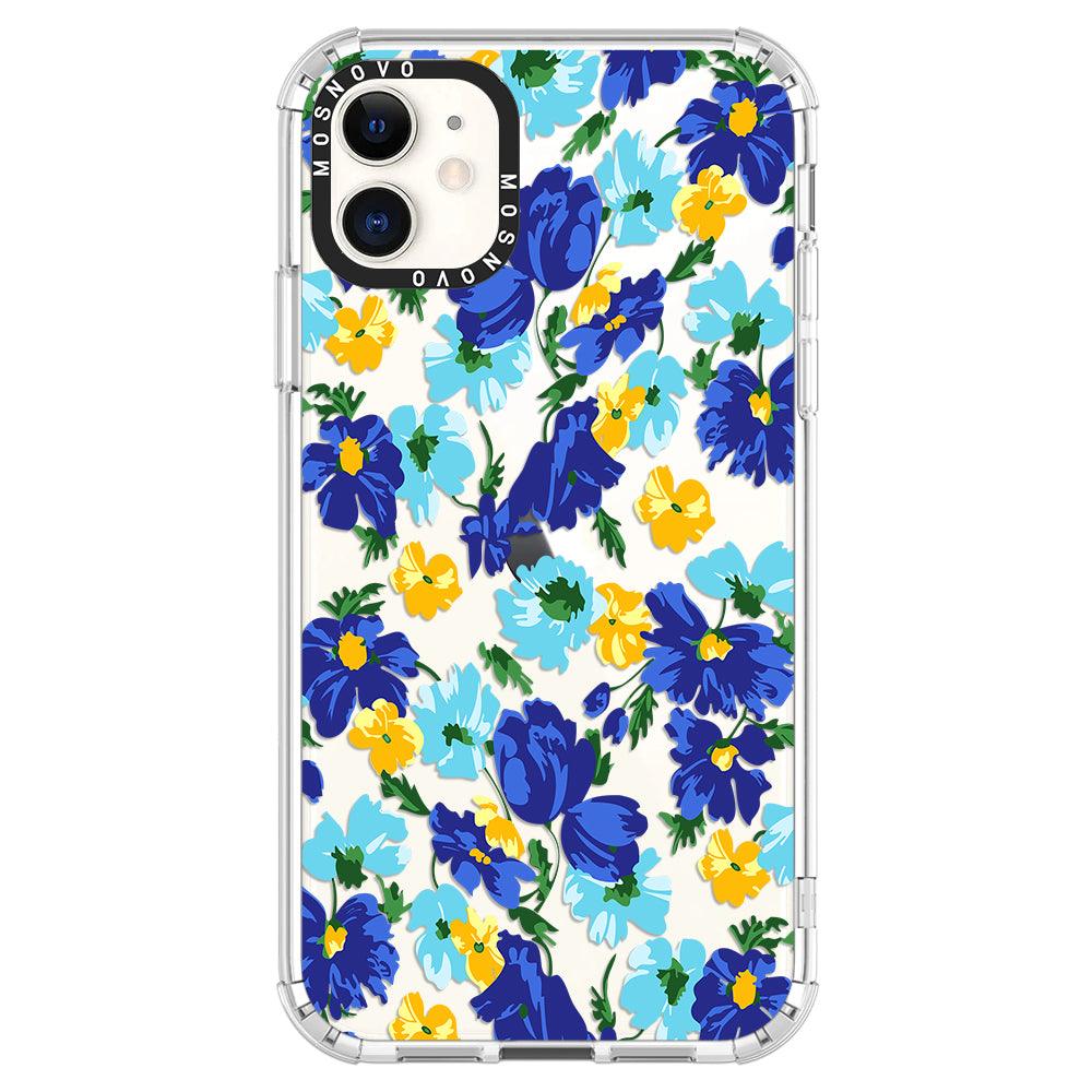 Vintage Blue Floral Phone Case - iPhone 11 Case - MOSNOVO