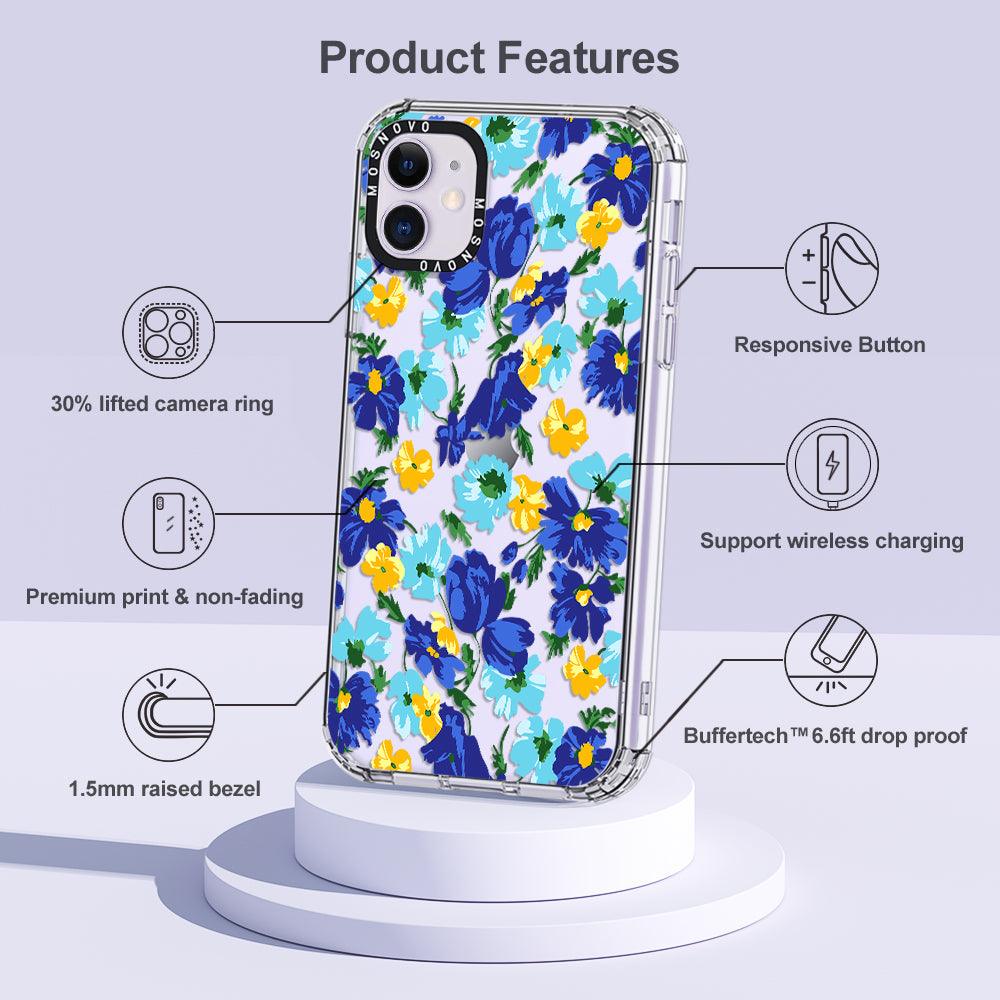 Vintage Blue Floral Phone Case - iPhone 11 Case - MOSNOVO