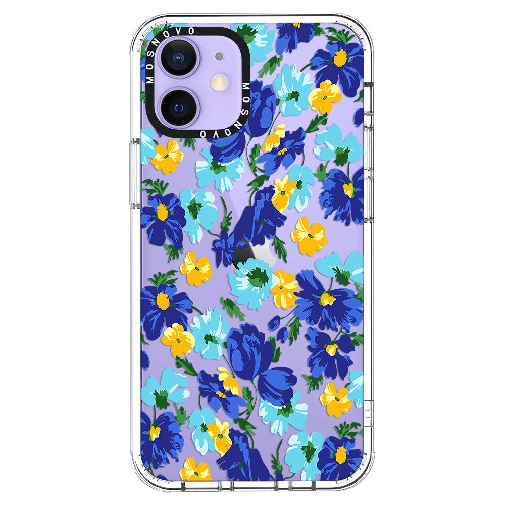 Vintage Blue Floral Phone Case - iPhone 12 Case - MOSNOVO