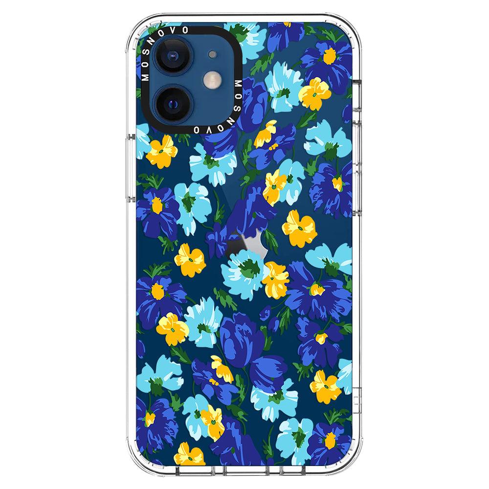 Vintage Blue Floral Phone Case - iPhone 12 Case - MOSNOVO