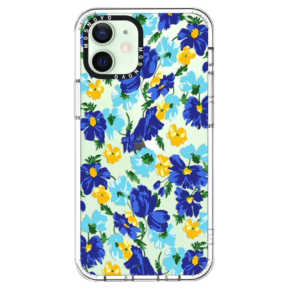 Vintage Blue Floral Phone Case - iPhone 12 Mini Case - MOSNOVO