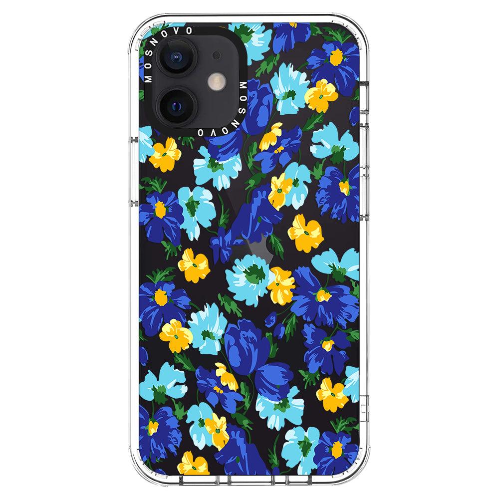 Vintage Blue Floral Phone Case - iPhone 12 Mini Case - MOSNOVO