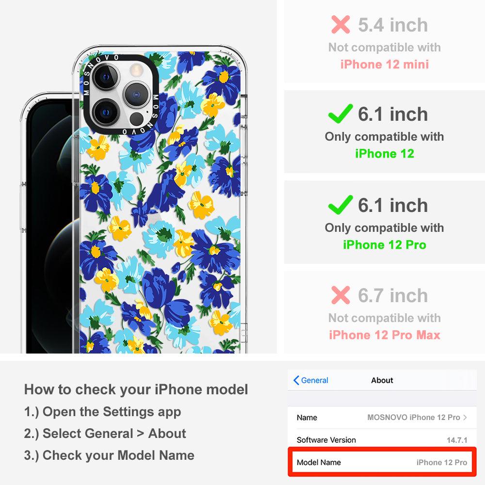 Vintage Blue Floral Phone Case - iPhone 12 Pro Case - MOSNOVO