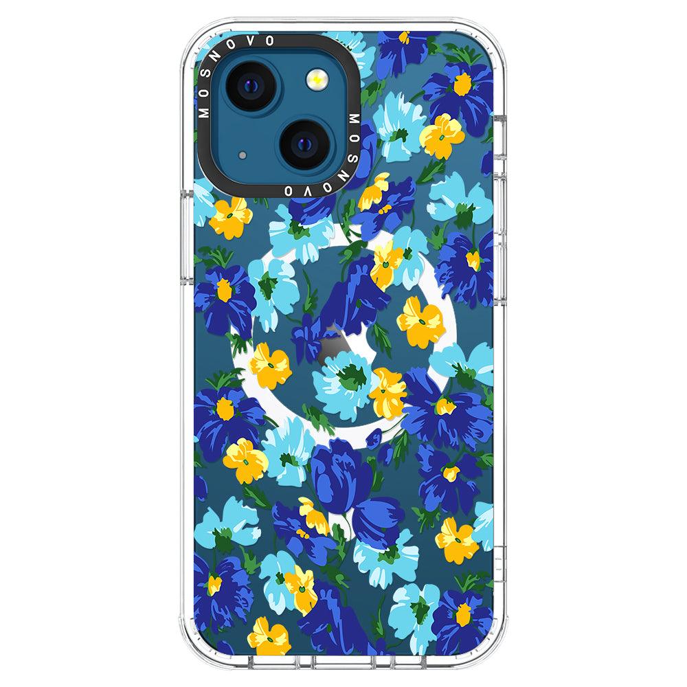 Vintage Blue Floral Phone Case - iPhone 13 Case - MOSNOVO