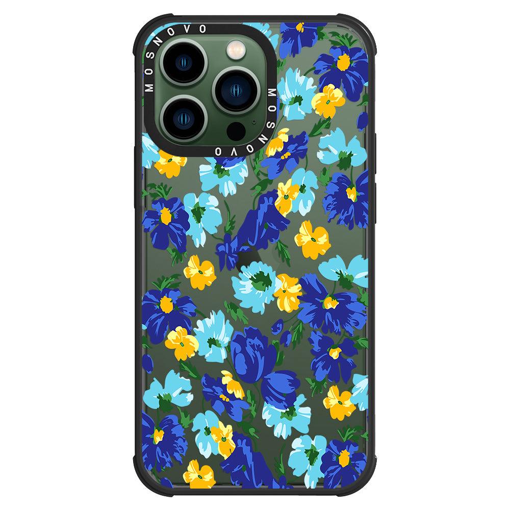 Vintage Blue Floral Phone Case - iPhone 13 Pro Case - MOSNOVO