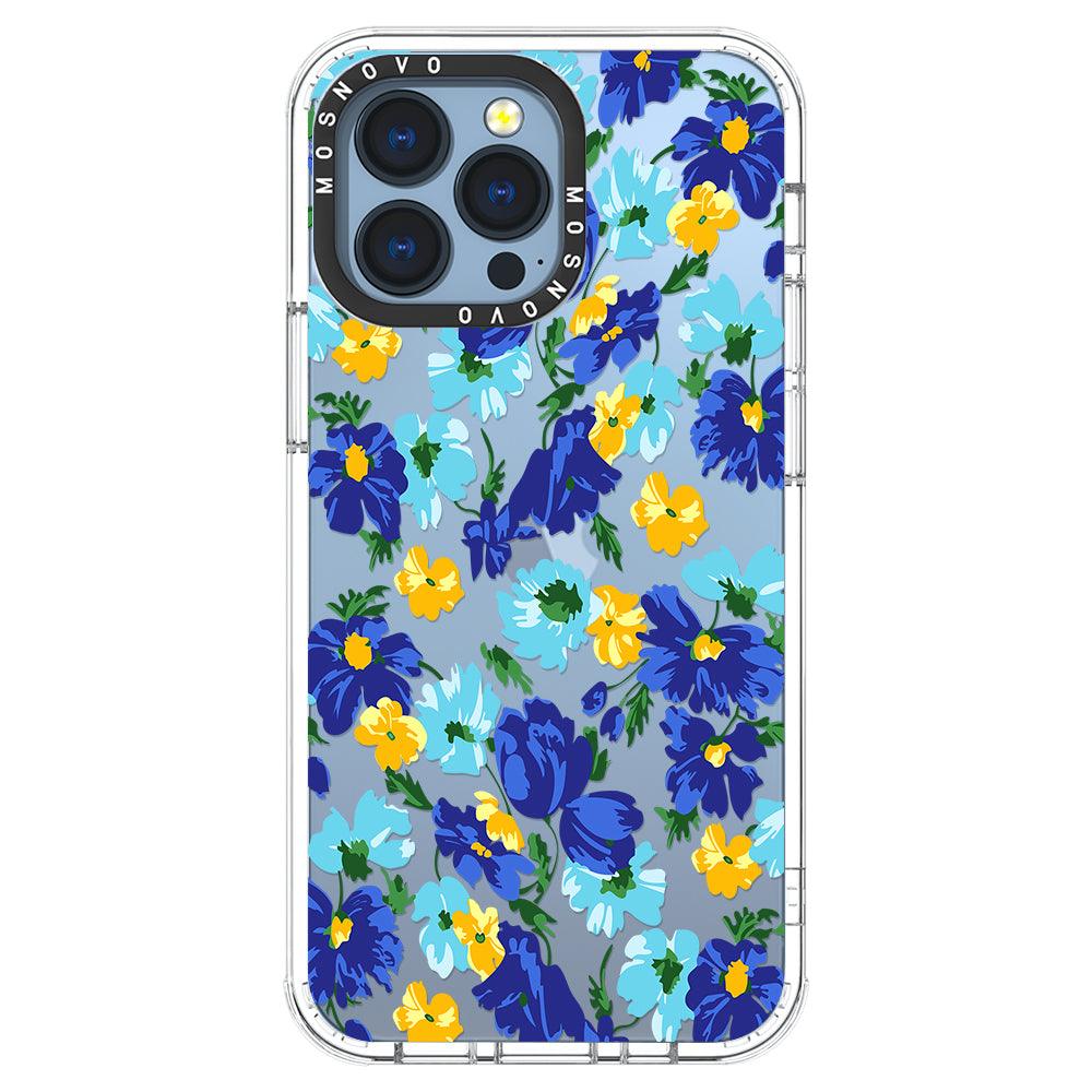 Vintage Blue Floral Phone Case - iPhone 13 Pro Case - MOSNOVO