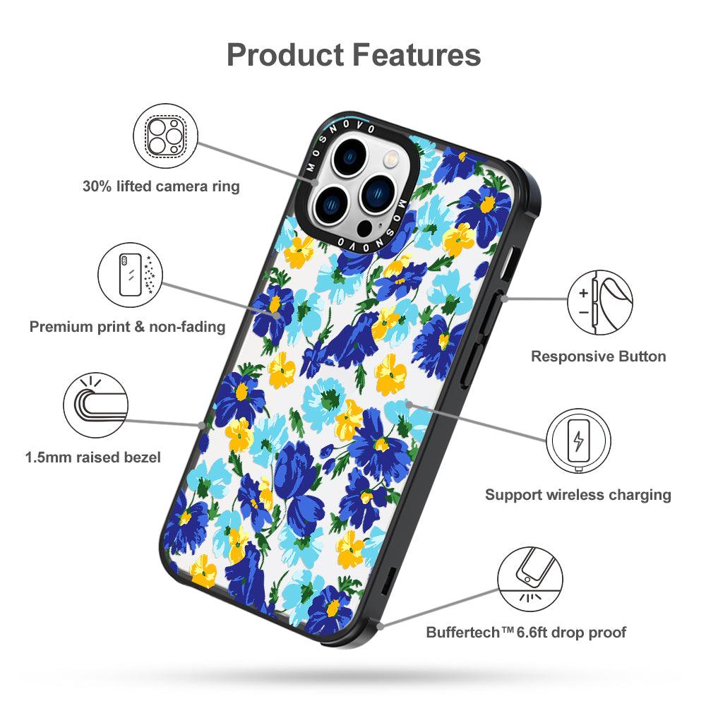 Vintage Blue Floral Phone Case - iPhone 13 Pro Max Case - MOSNOVO