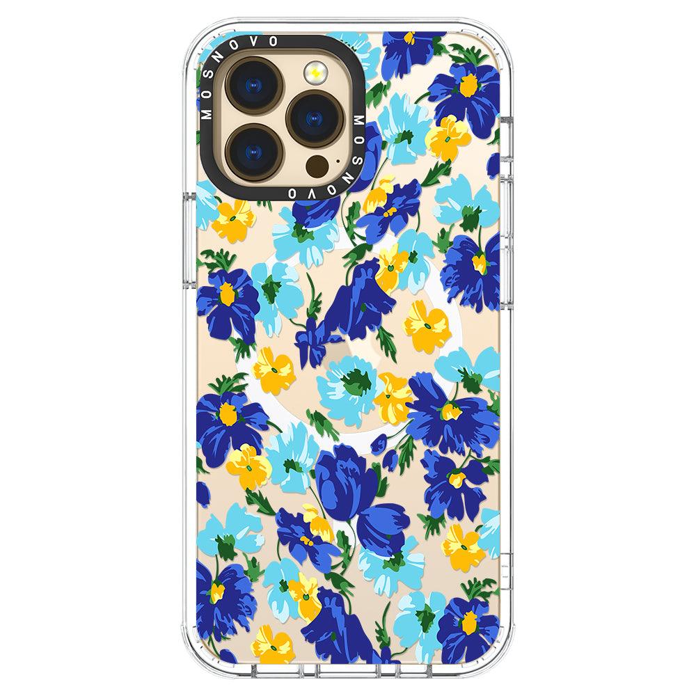 Vintage Blue Floral Phone Case - iPhone 13 Pro Max Case - MOSNOVO