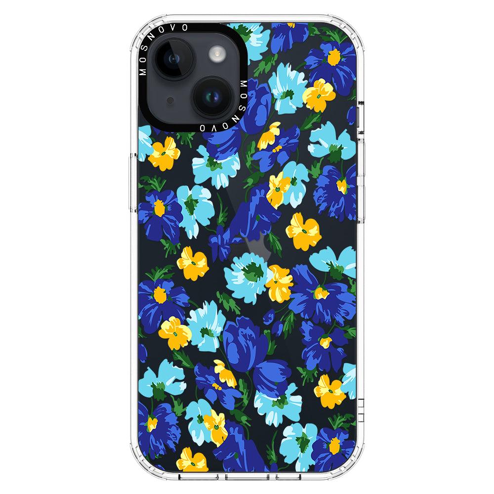 Vintage Blue Floral Phone Case - iPhone 14 Case - MOSNOVO