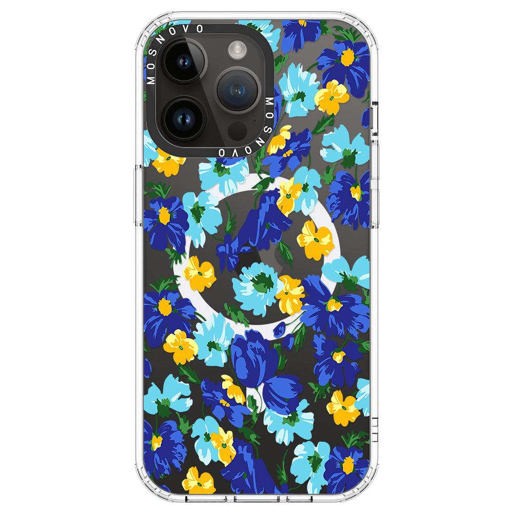 Vintage Blue Floral Phone Case - iPhone 14 Pro Max Case - MOSNOVO