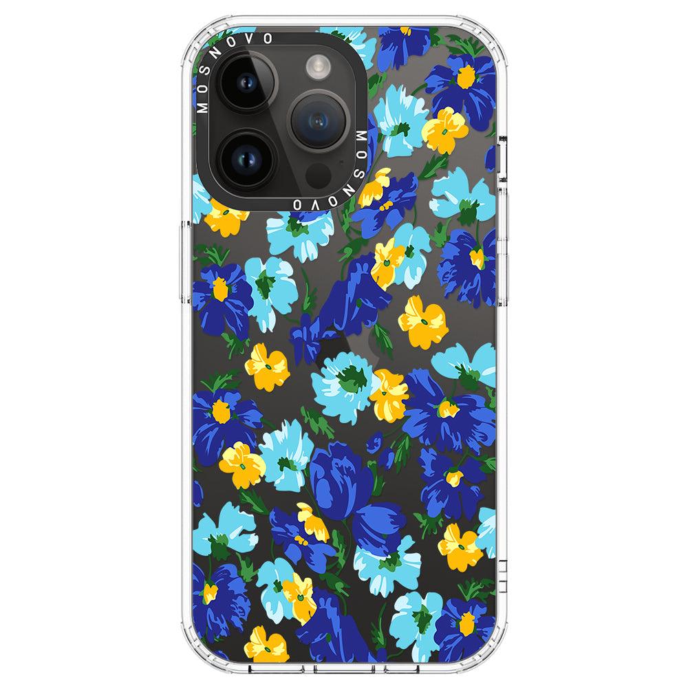 Vintage Blue Floral Phone Case - iPhone 14 Pro Max Case - MOSNOVO