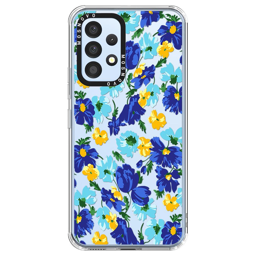 Vintage Blue Floral Phone Case - Samsung Galaxy A53 Case - MOSNOVO