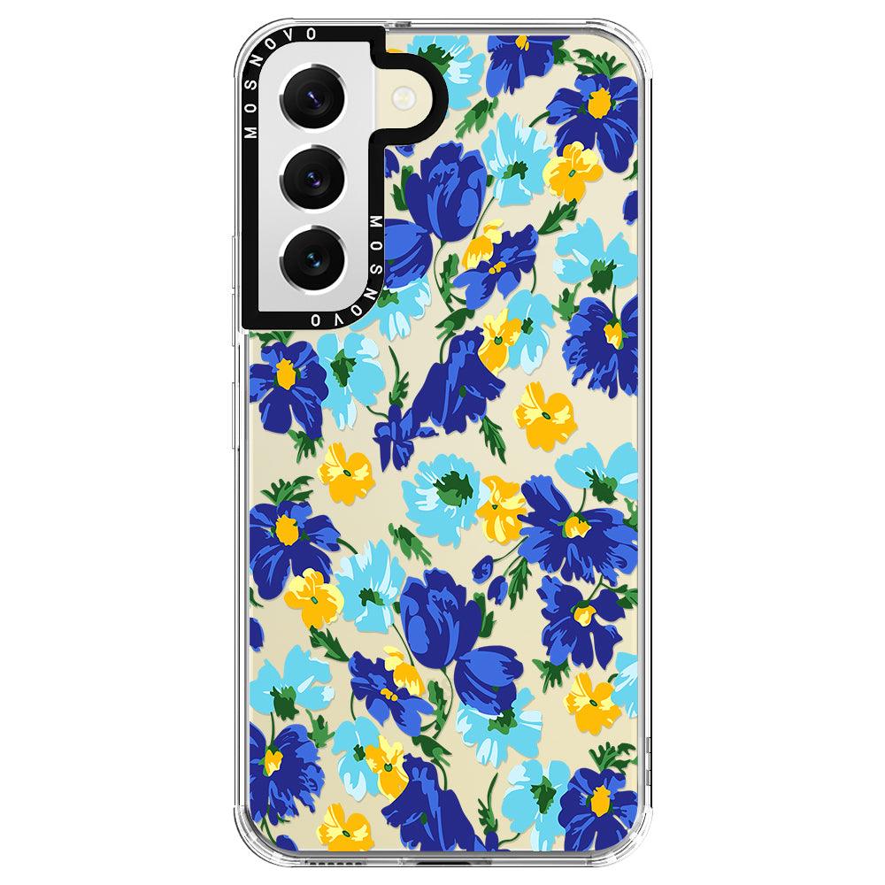 Vintage Blue Floral Phone Case - Samsung Galaxy S22 Case - MOSNOVO