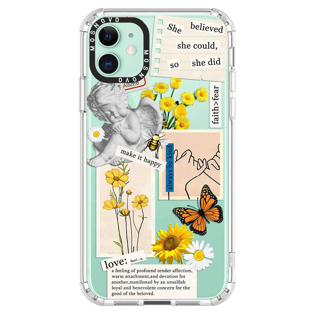 Vintage Collage Sunflower Butterfly Phone Case - iPhone 11 Case - MOSNOVO