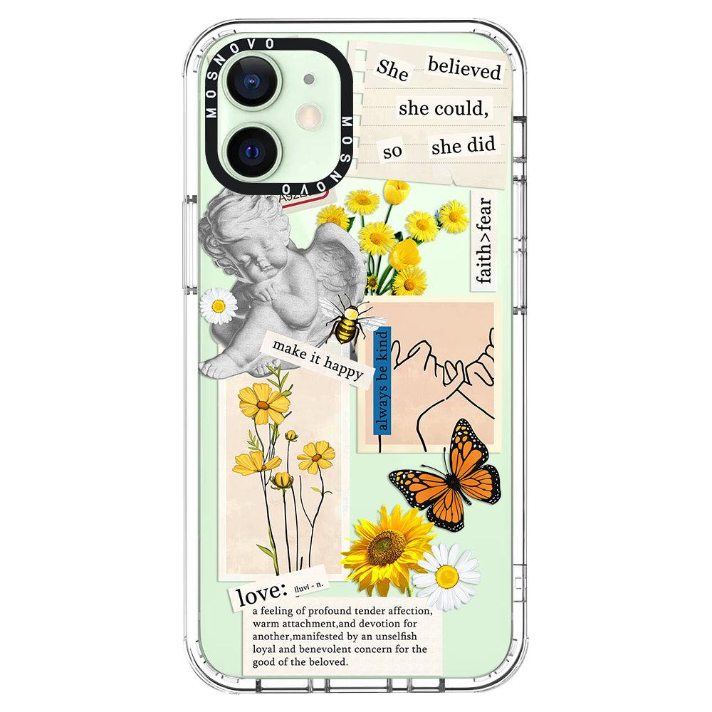 Vintage Collage Sunflower Butterfly Phone Case - iPhone 12 Mini Case - MOSNOVO