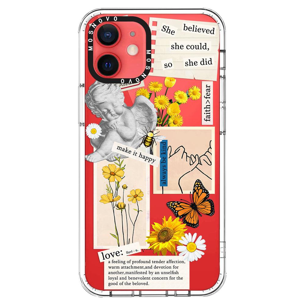 Vintage Collage Sunflower Butterfly Phone Case - iPhone 12 Mini Case - MOSNOVO