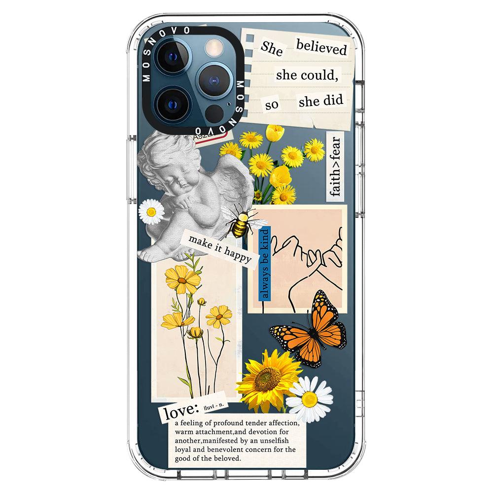 Vintage Collage Sunflower Butterfly Phone Case - iPhone 12 Pro Case - MOSNOVO