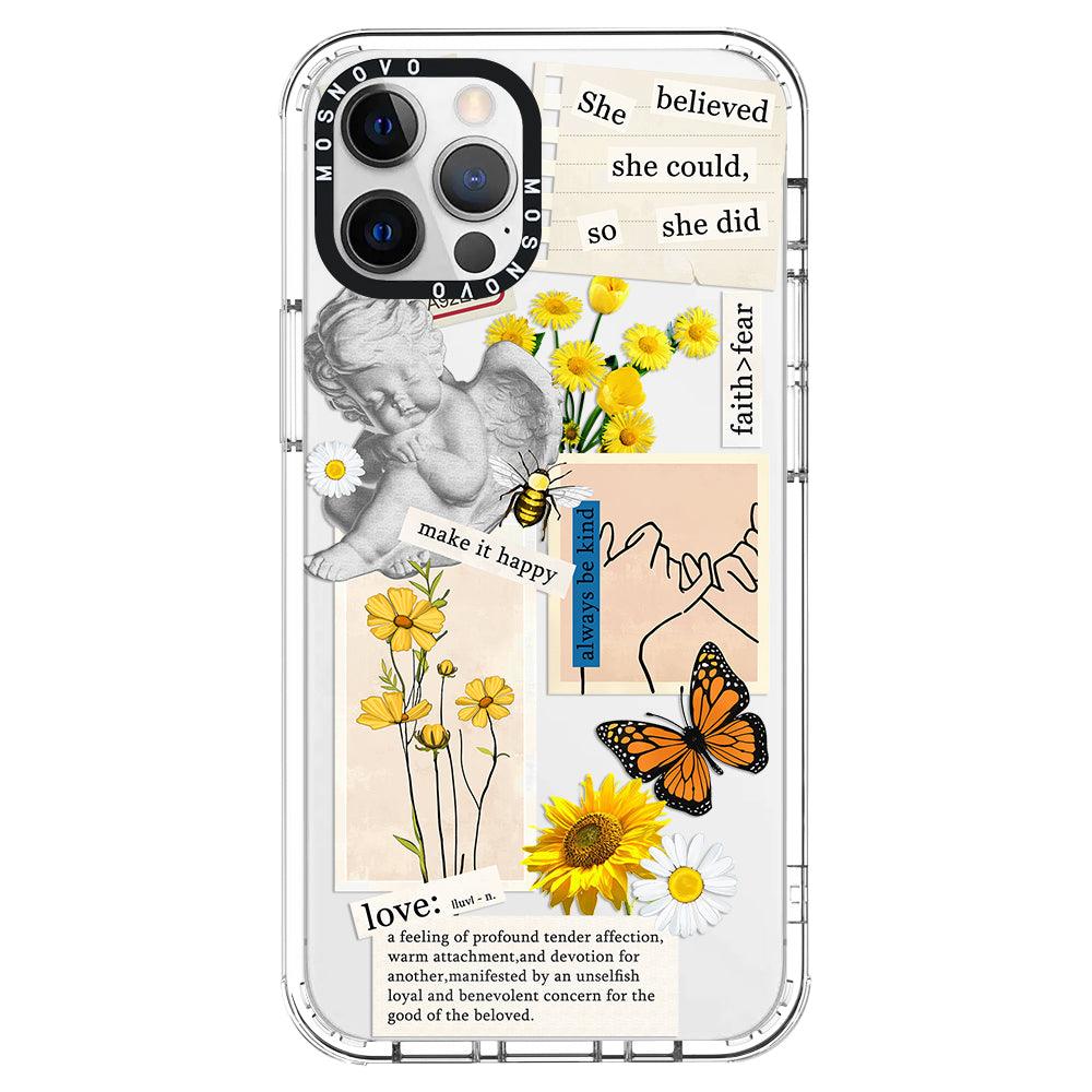Vintage Collage Sunflower Butterfly Phone Case - iPhone 12 Pro Max Case - MOSNOVO