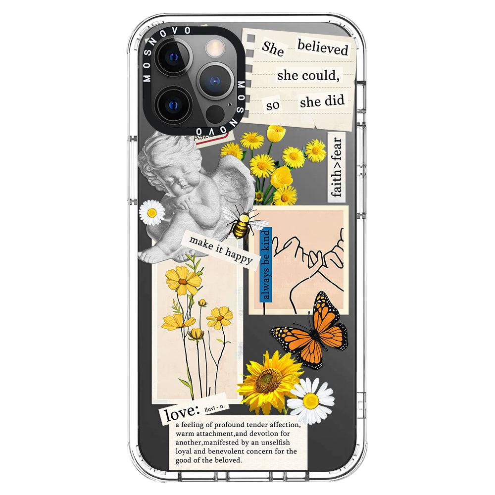 Vintage Collage Sunflower Butterfly Phone Case - iPhone 12 Pro Max Case - MOSNOVO