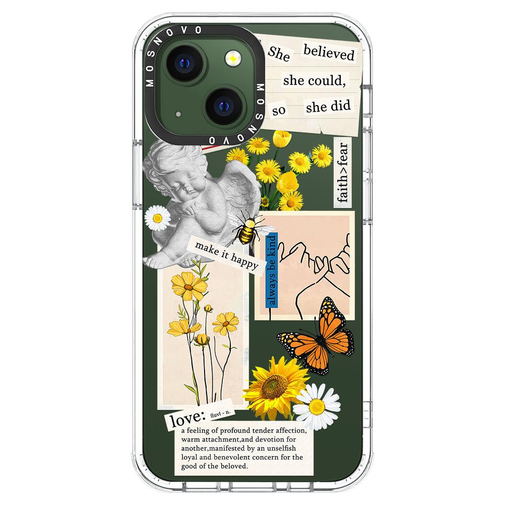 Vintage Collage Sunflower Butterfly Phone Case - iPhone 13 Case - MOSNOVO