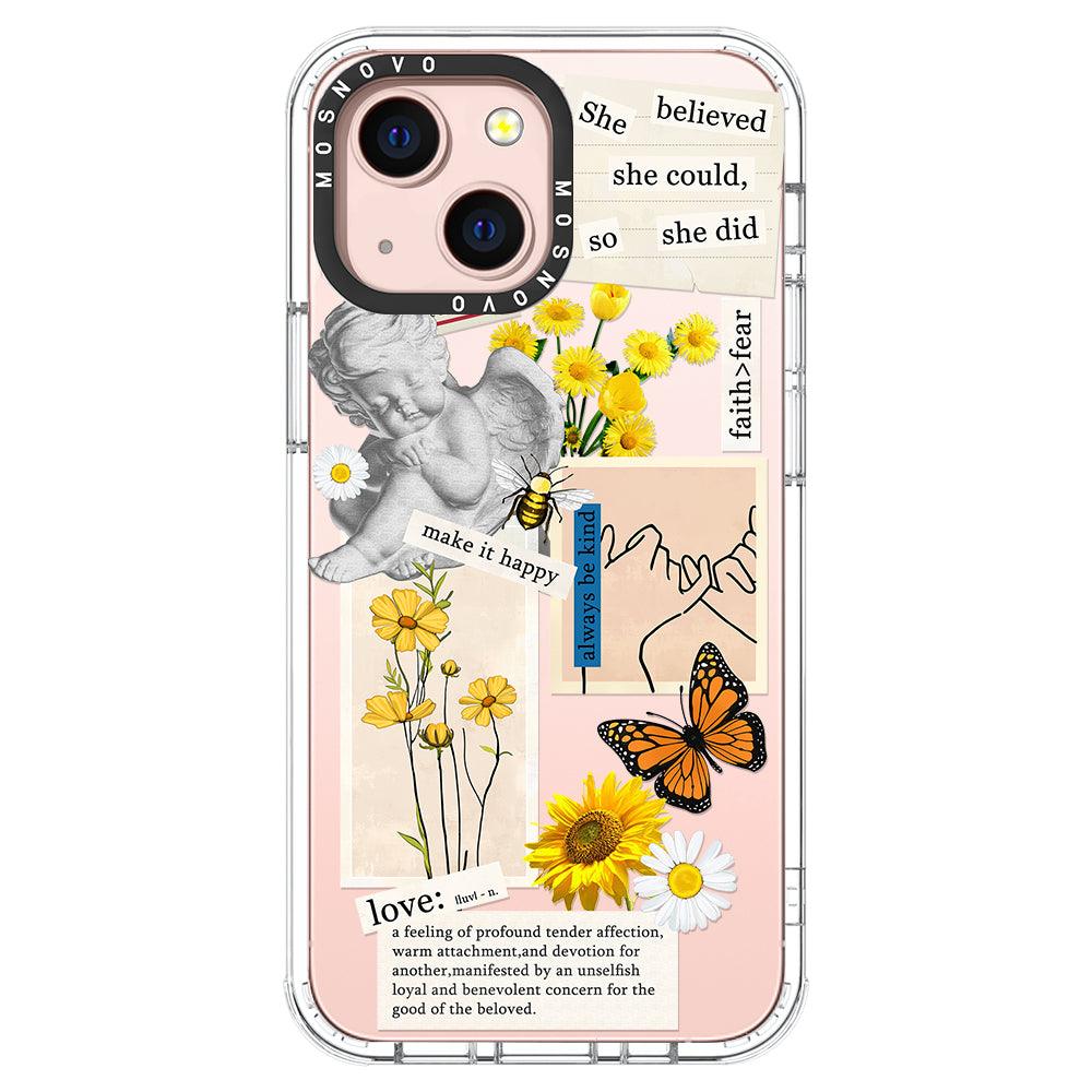 Vintage Collage Sunflower Butterfly Phone Case - iPhone 13 Mini Case - MOSNOVO