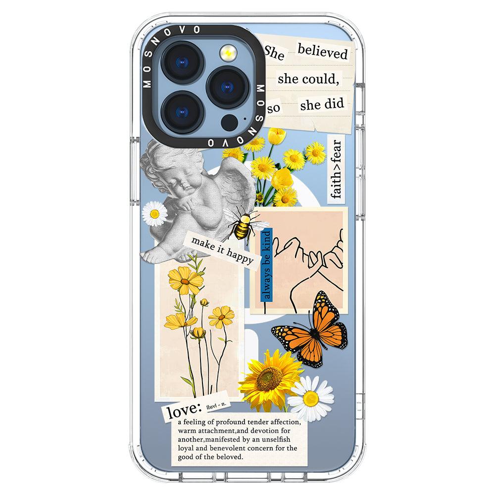 Vintage Collage Sunflower Butterfly Phone Case - iPhone 13 Pro Case - MOSNOVO