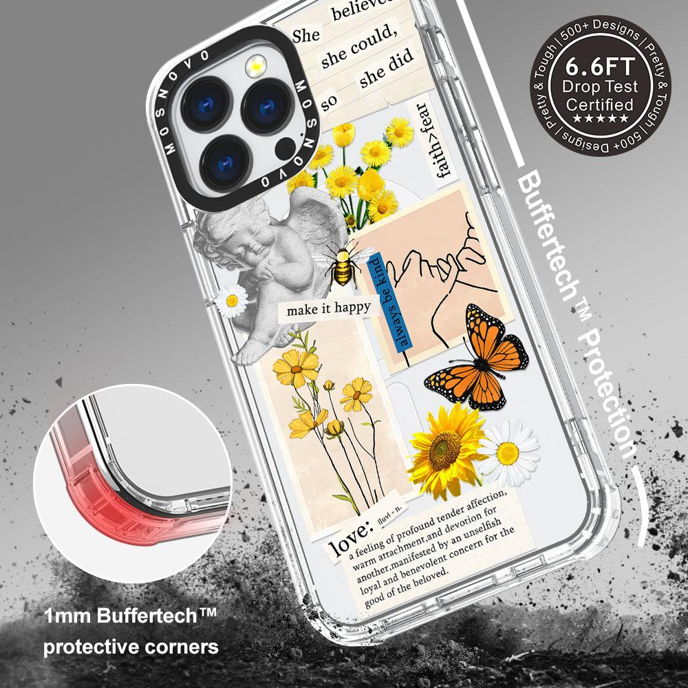 Vintage Collage Sunflower Butterfly Phone Case - iPhone 13 Pro Case - MOSNOVO