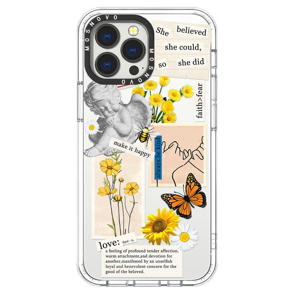 Vintage Collage Sunflower Butterfly Phone Case - iPhone 13 Pro Max Case - MOSNOVO
