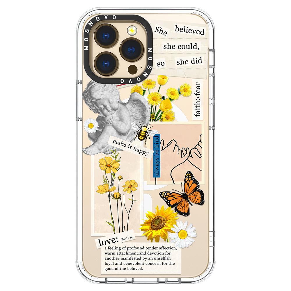 Vintage Collage Sunflower Butterfly Phone Case - iPhone 13 Pro Max Case - MOSNOVO