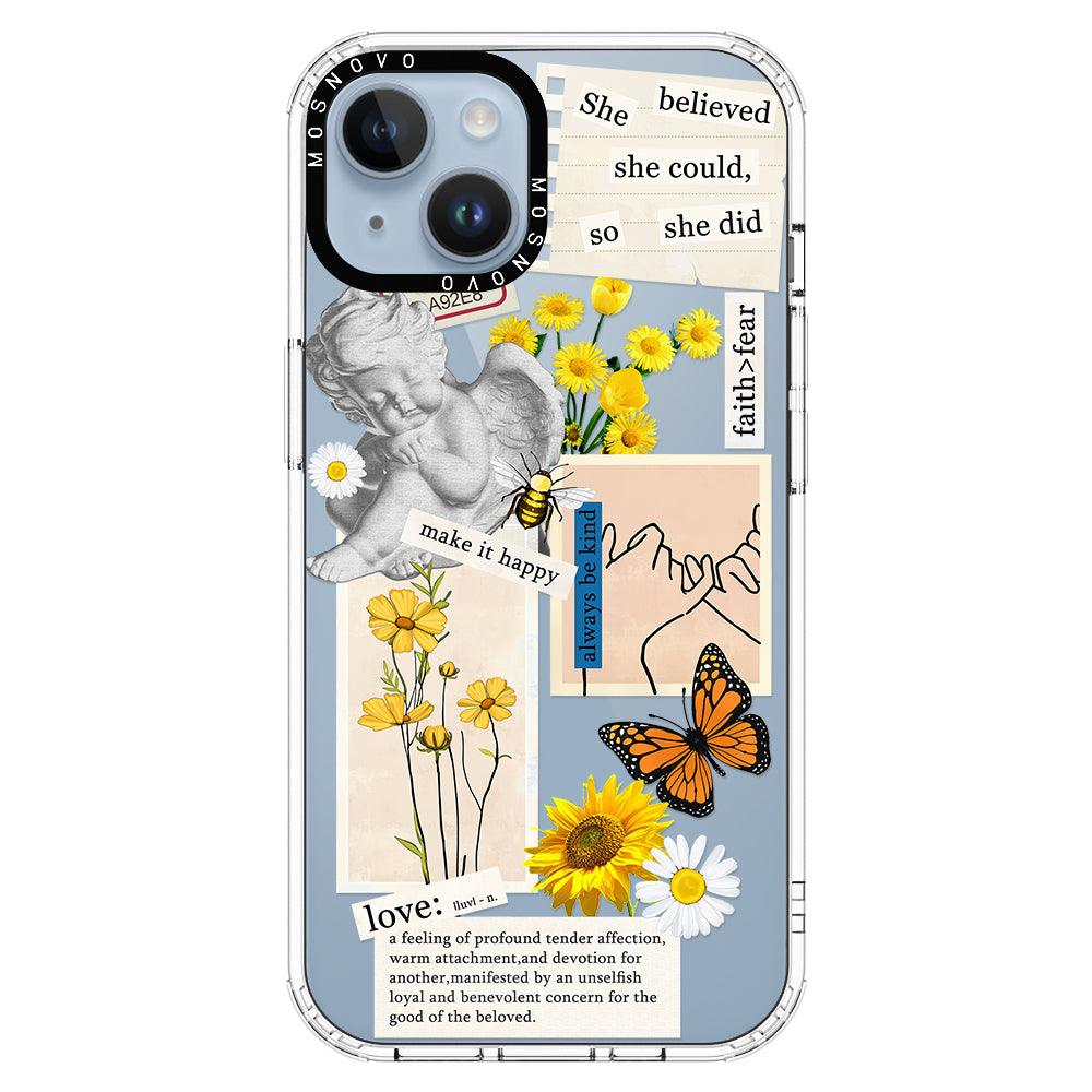 Vintage Collage Sunflower Butterfly Phone Case - iPhone 14 Case - MOSNOVO